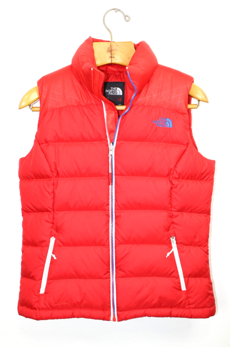 The North Face 700 Fill Down Puffer Vest Red Girls 14 Women's S Winter Jacket